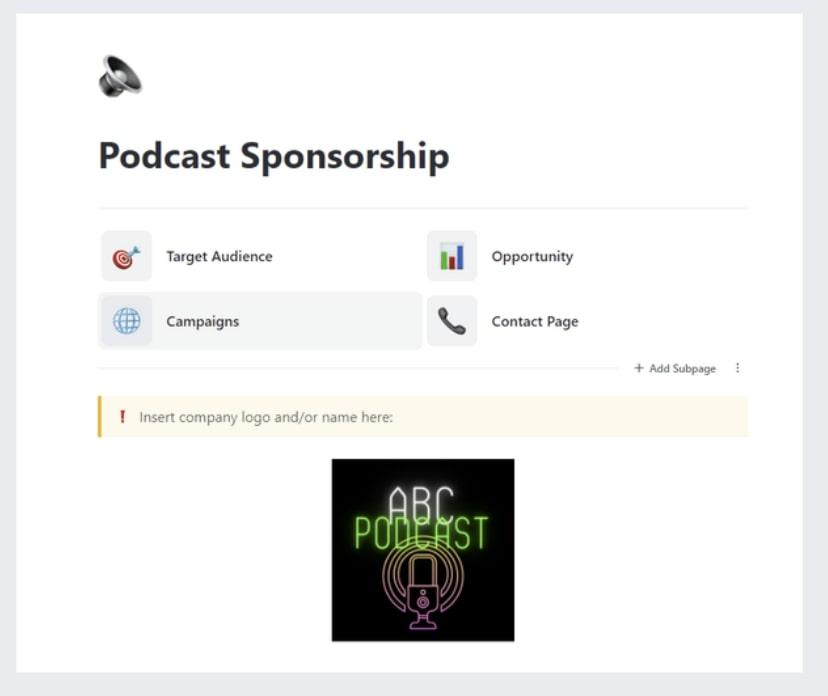 Podcast-Vorlagen: ClickUp Podcast-Sponsoring-Vorlage