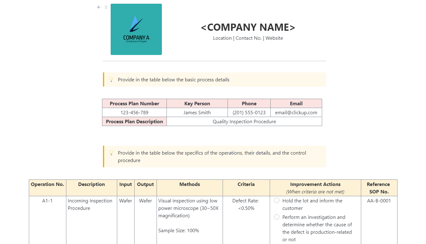 The ClickUp Process Document Template