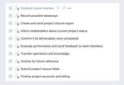 ClickUp Project Closure Task View Template