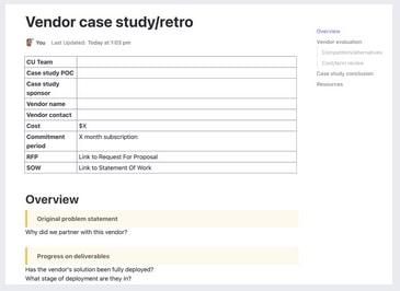 Modello di retrospettiva del fornitore ClickUp