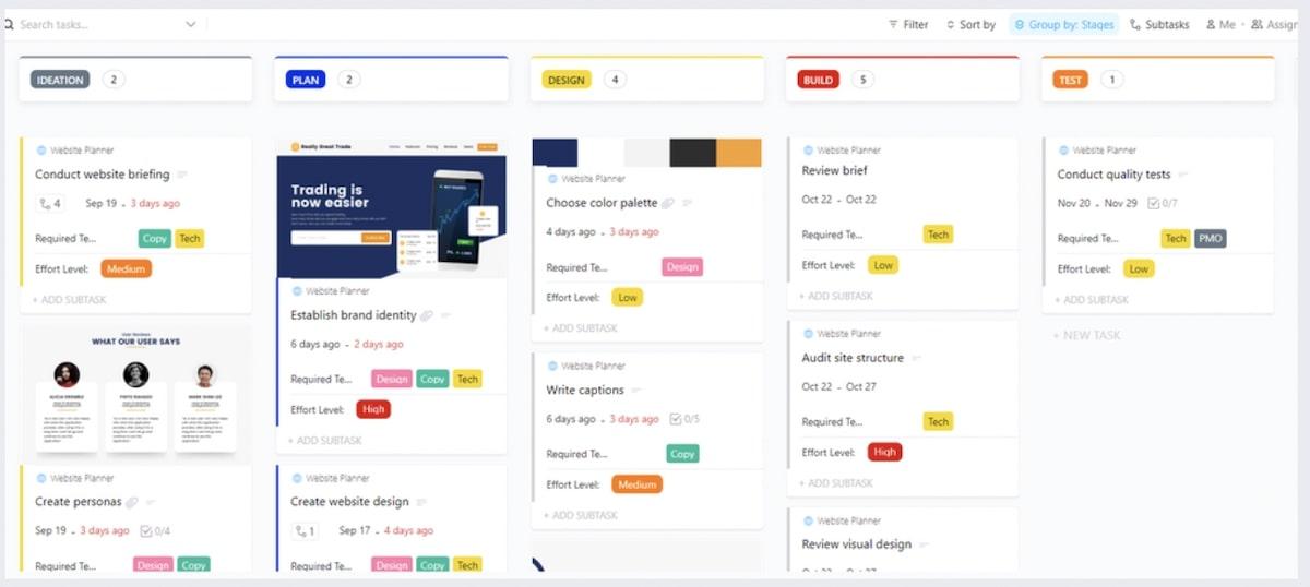 Site map templates: ClickUp Website Planner Template