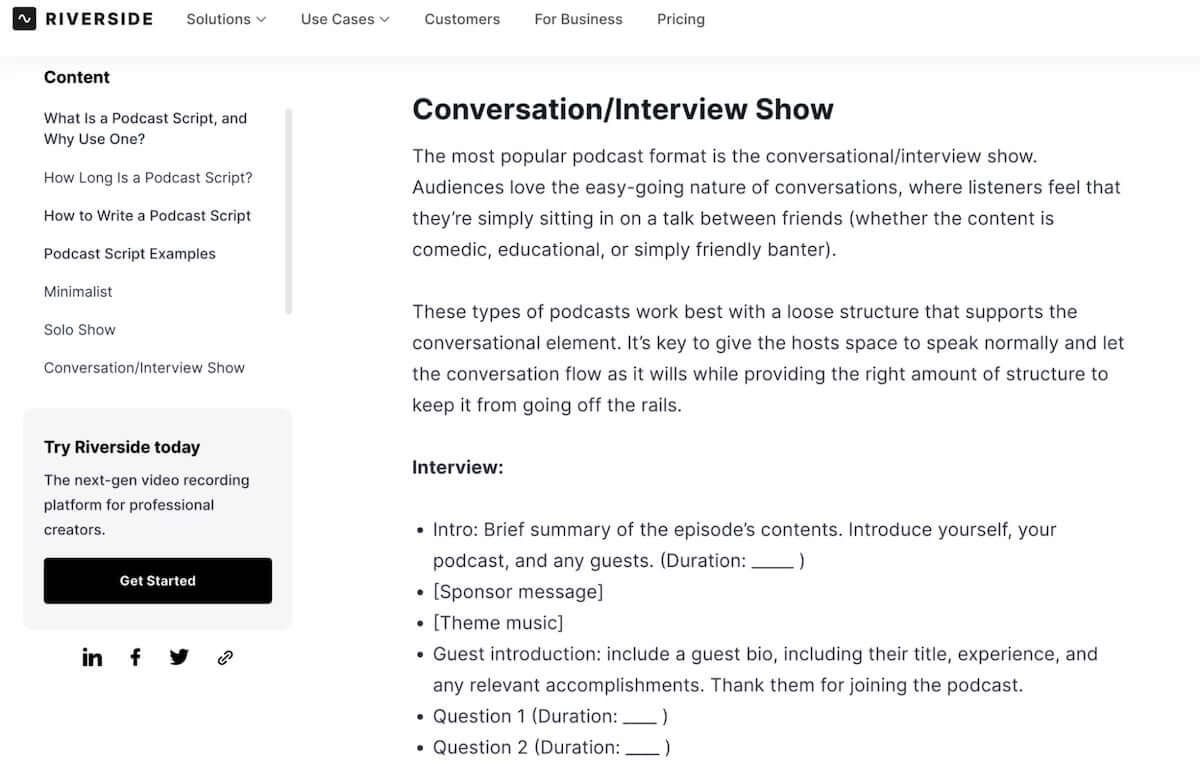 Podcast templates: Conversation/Interview Show Podcast Template by Riverside