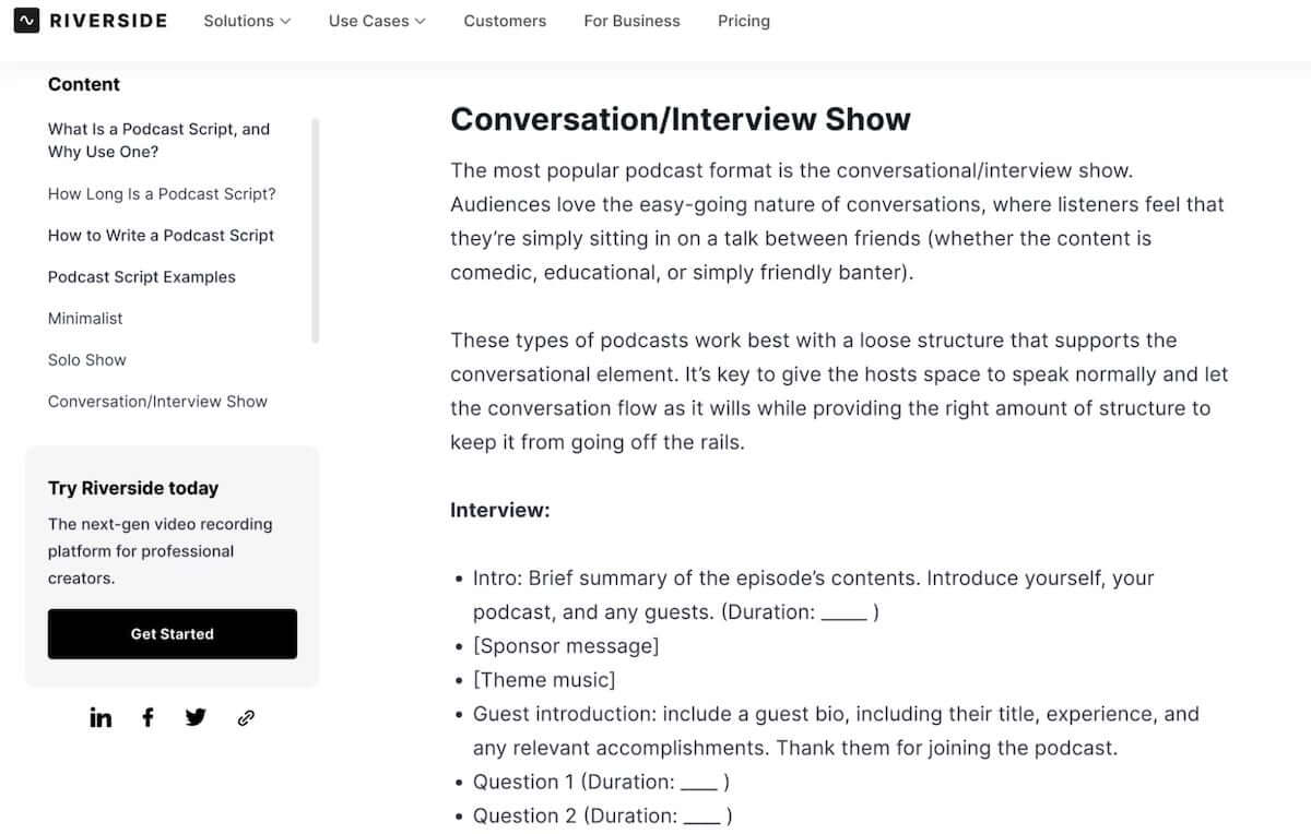 Szablony podcastów: Conversation/Interview Show Podcast Template by Riverside