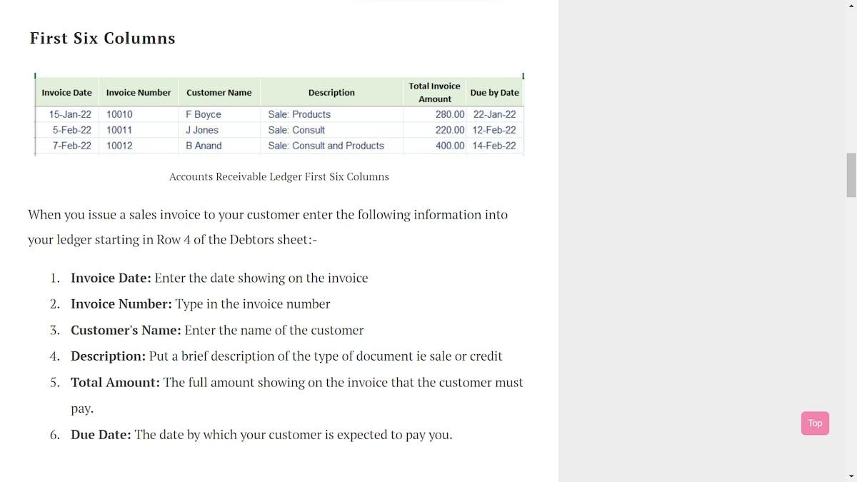 Modello di registro dei crediti in Excel per la contabilità per principianti