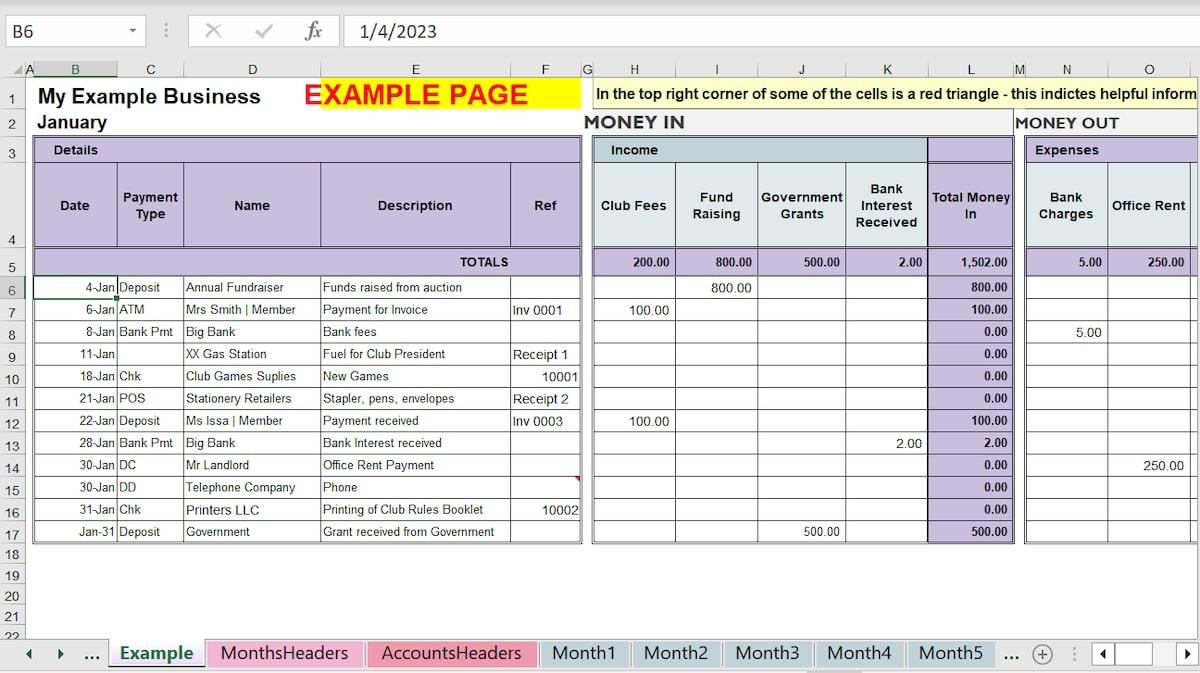 Modèles de comptabilité : Modèle de livre de caisse Excel