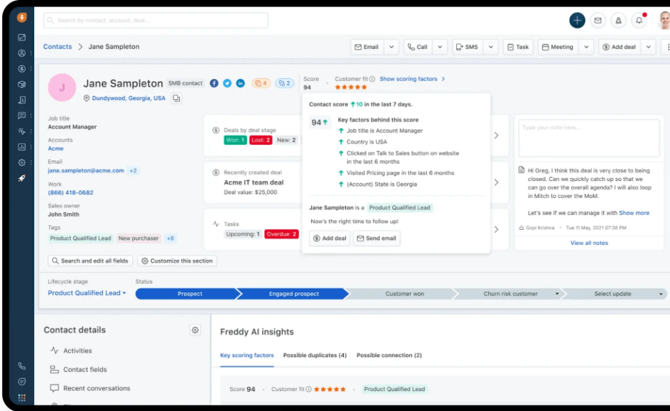 Panel de Freshsales