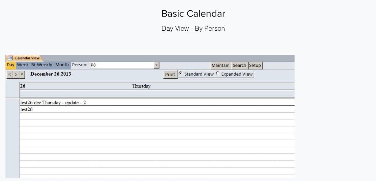 Modello di database di calendari di MS Access da modelli di Access