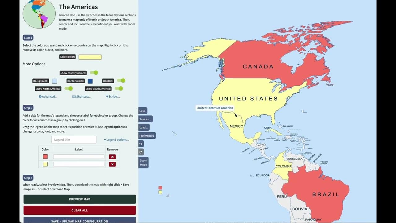 Painel de controle do MapChart