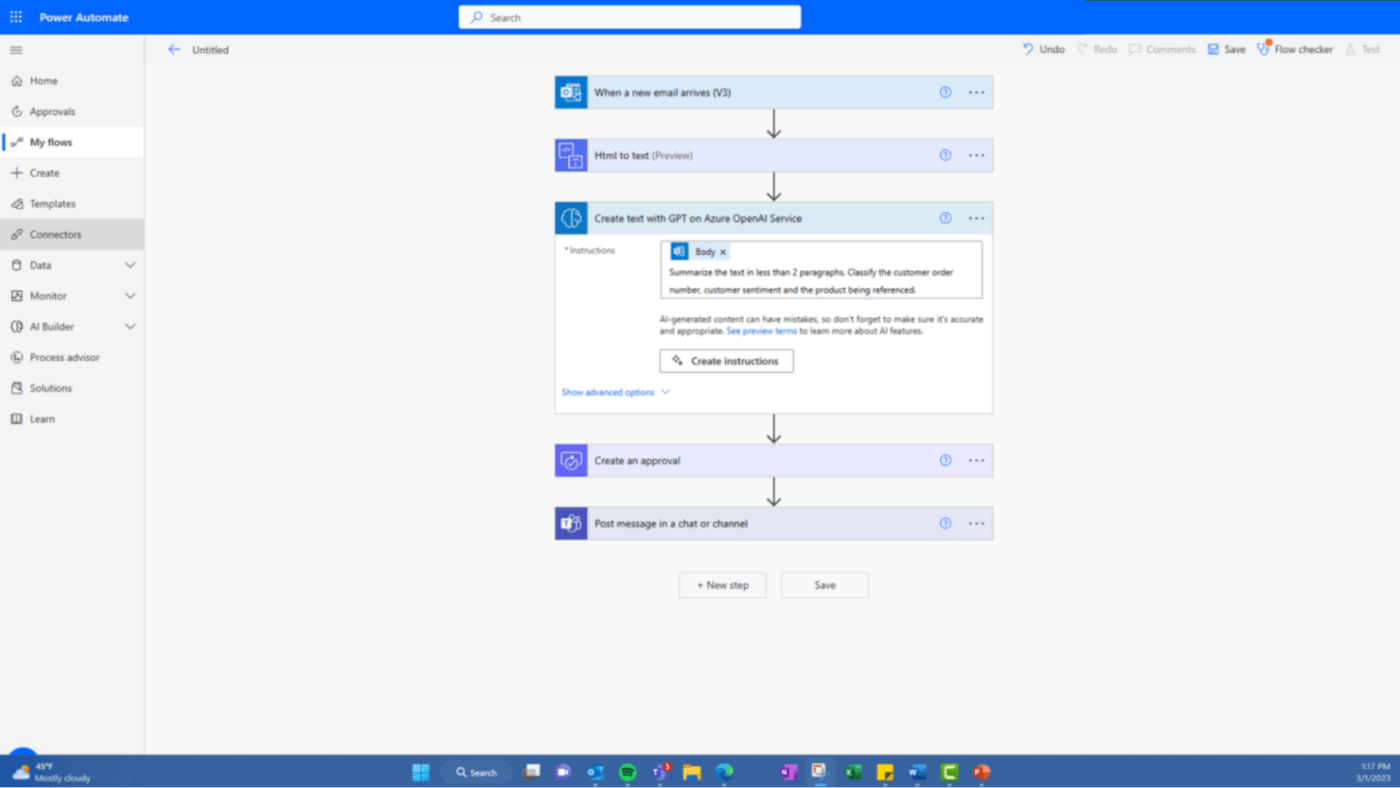 Microsoft Flow 작업 자동화