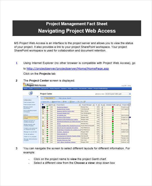 Microsoft Word Project Management Template by Sample Templates (Modèle de gestion de projet Microsoft Word)