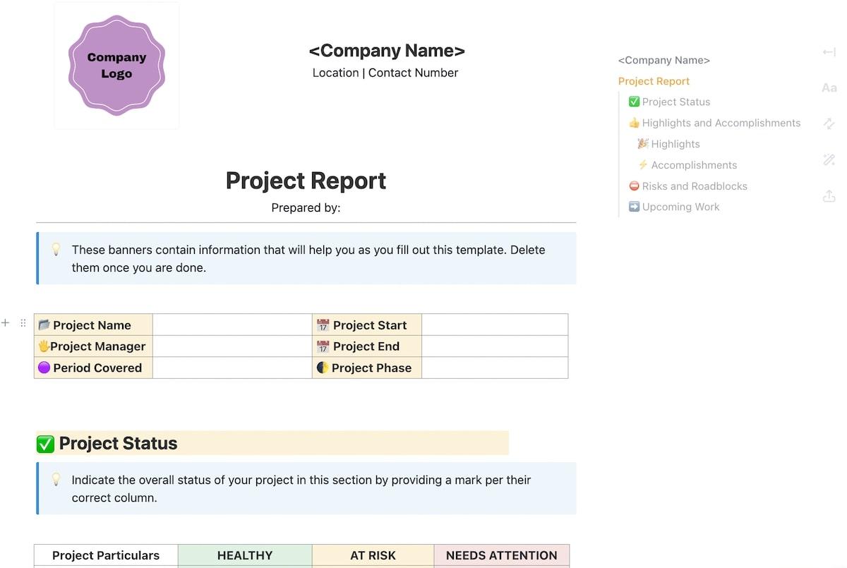 Project Report template