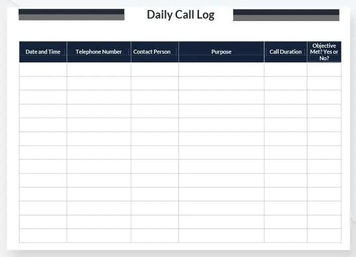 Modelo de registro de chamadas telefônicas diárias do Word por Template.Net