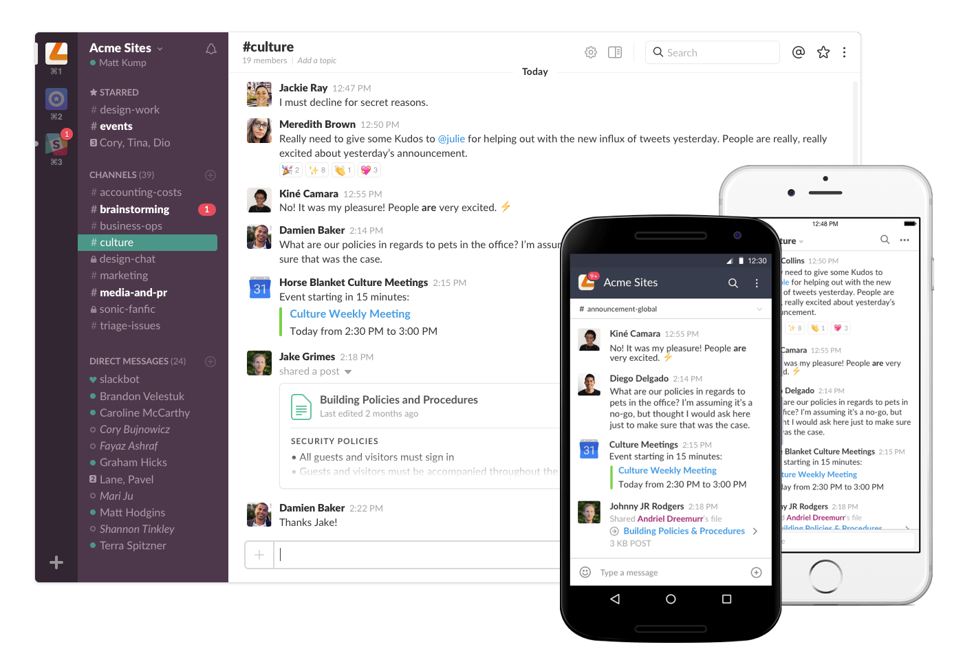 Slack product voorbeeld