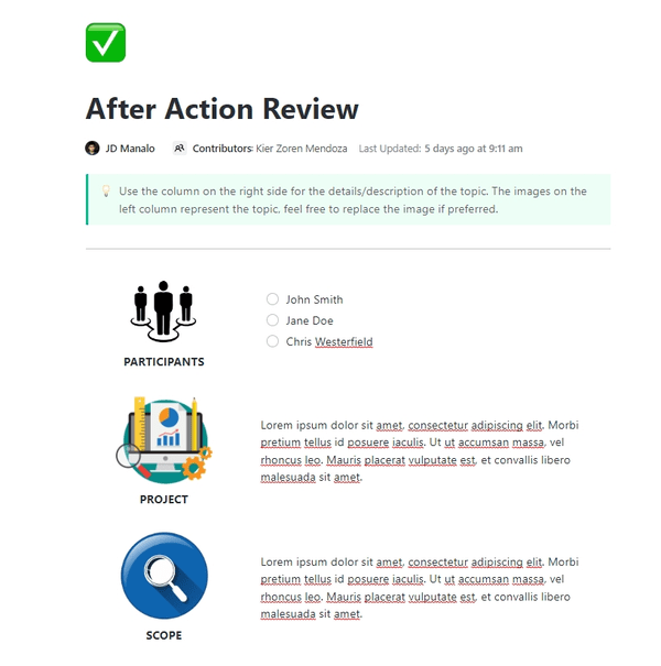 ClickUp After Action Report Template
