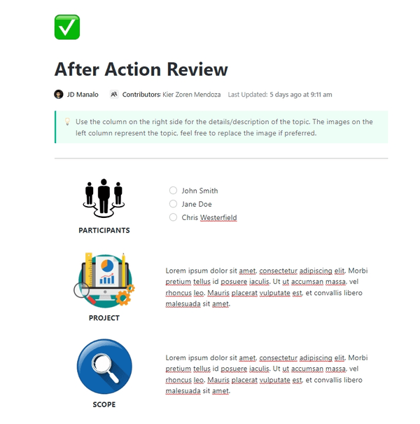 ClickUp After Action Report Sjabloon