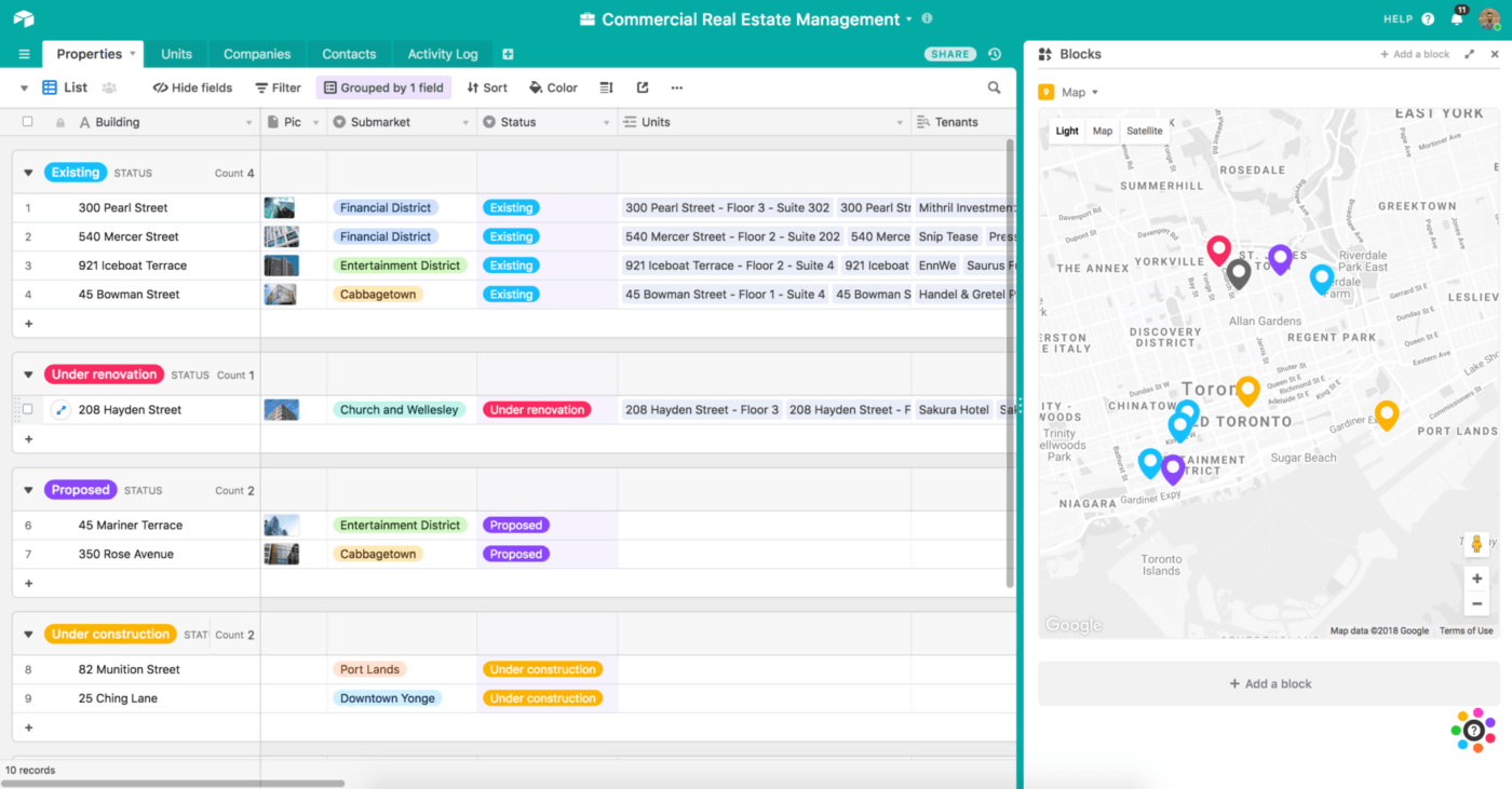 Task management apps for Mac: AirTable dashboard