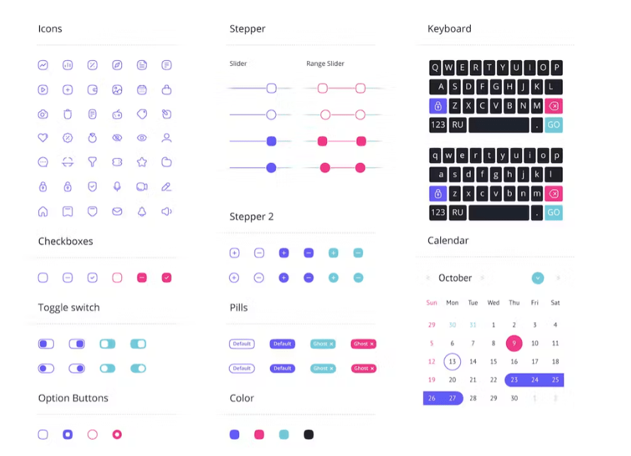 Ícones e elementos de interface do usuário da Envato Elements