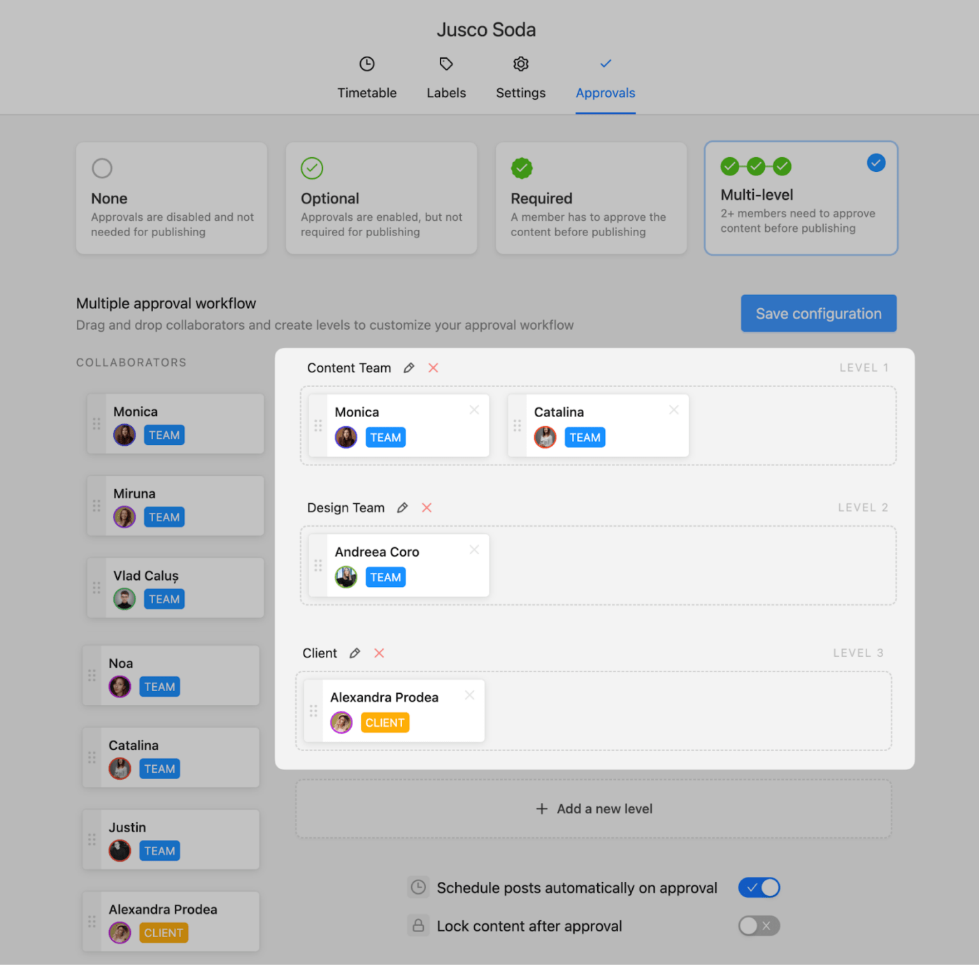 Customizing an approval workflow in Planable