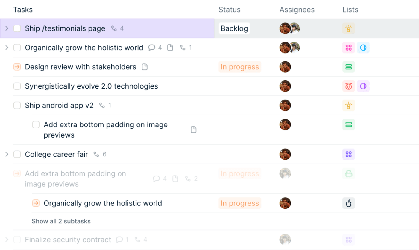 Height Dashboard Example