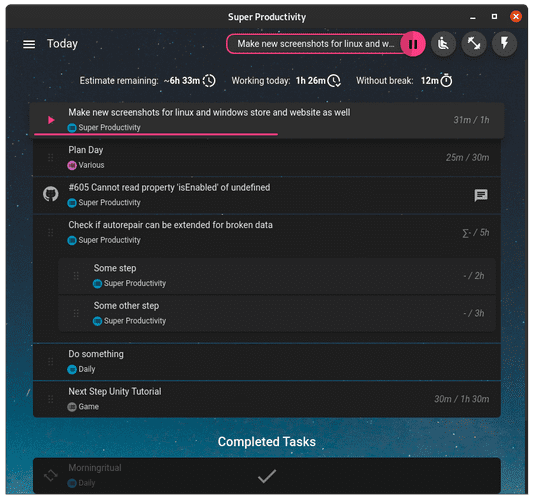 Super Productivity Dashboard