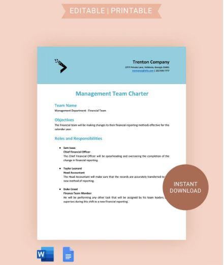 team charter template powerpoint