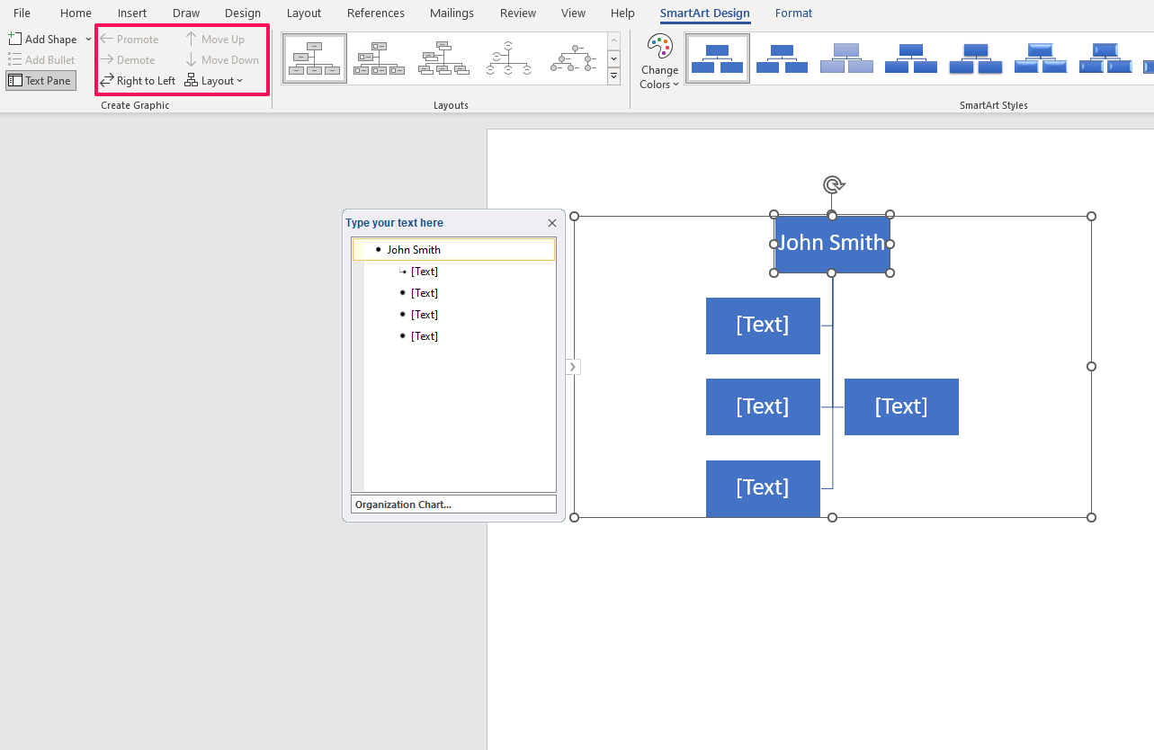 Modifica del layout del grafico