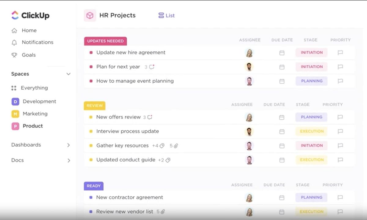ClickUp HR Projects