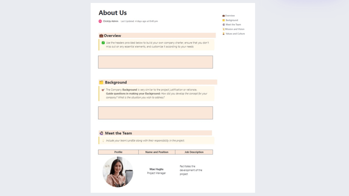 ClickUp Wiki Template  