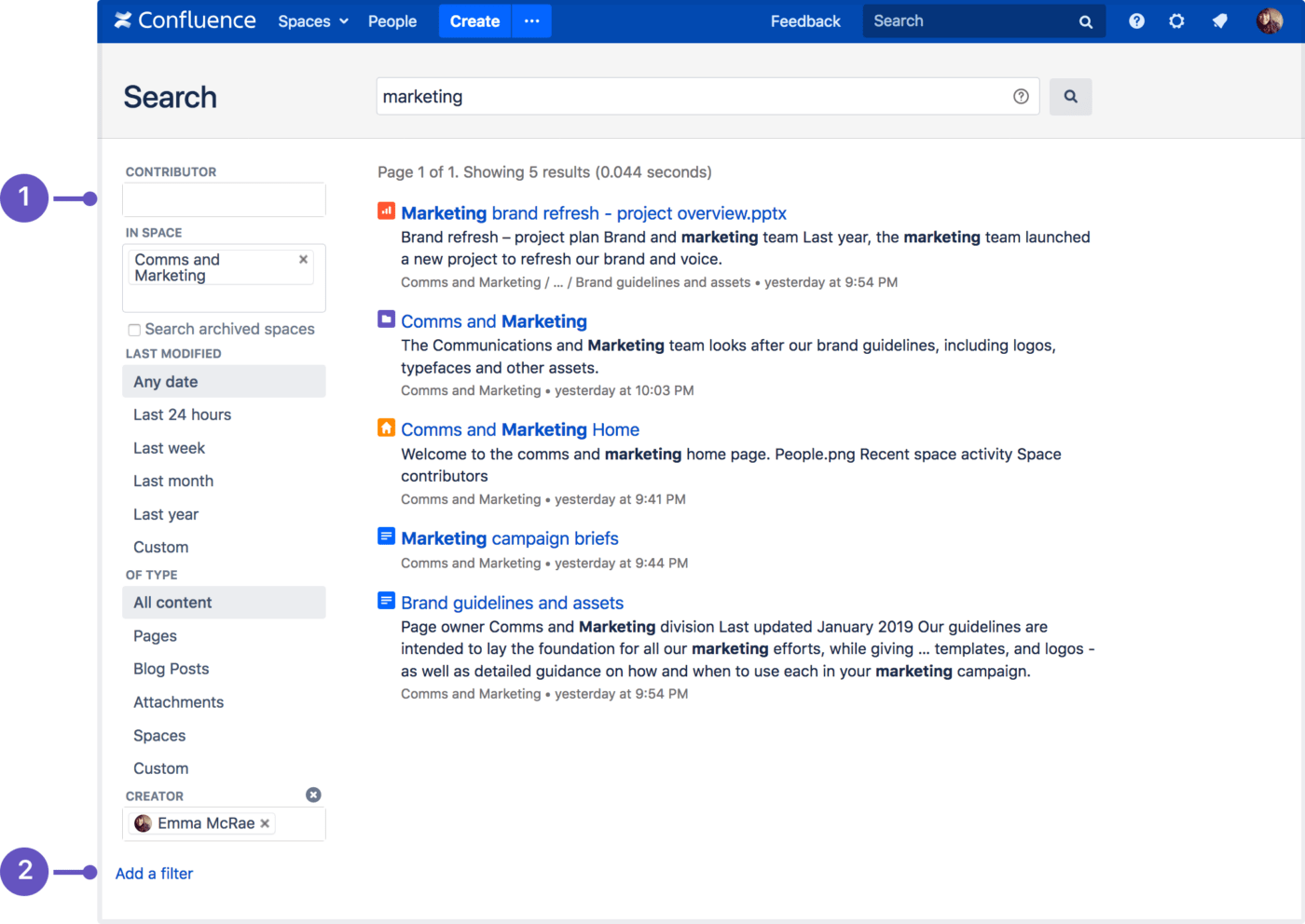 Confluence Advanced Search Example