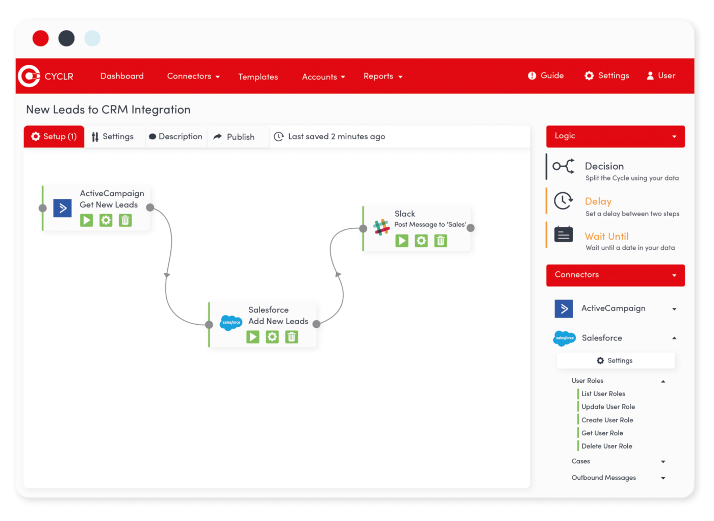 Painel de controle do Cyclr