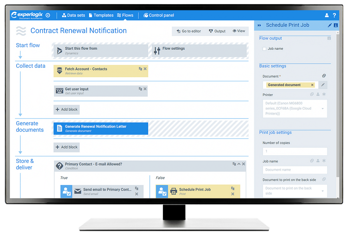 Painel de controle da ExperLogix