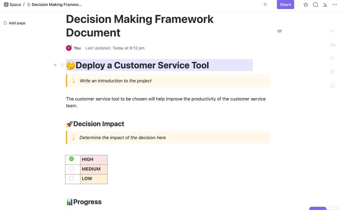 Decision Making Framework Document