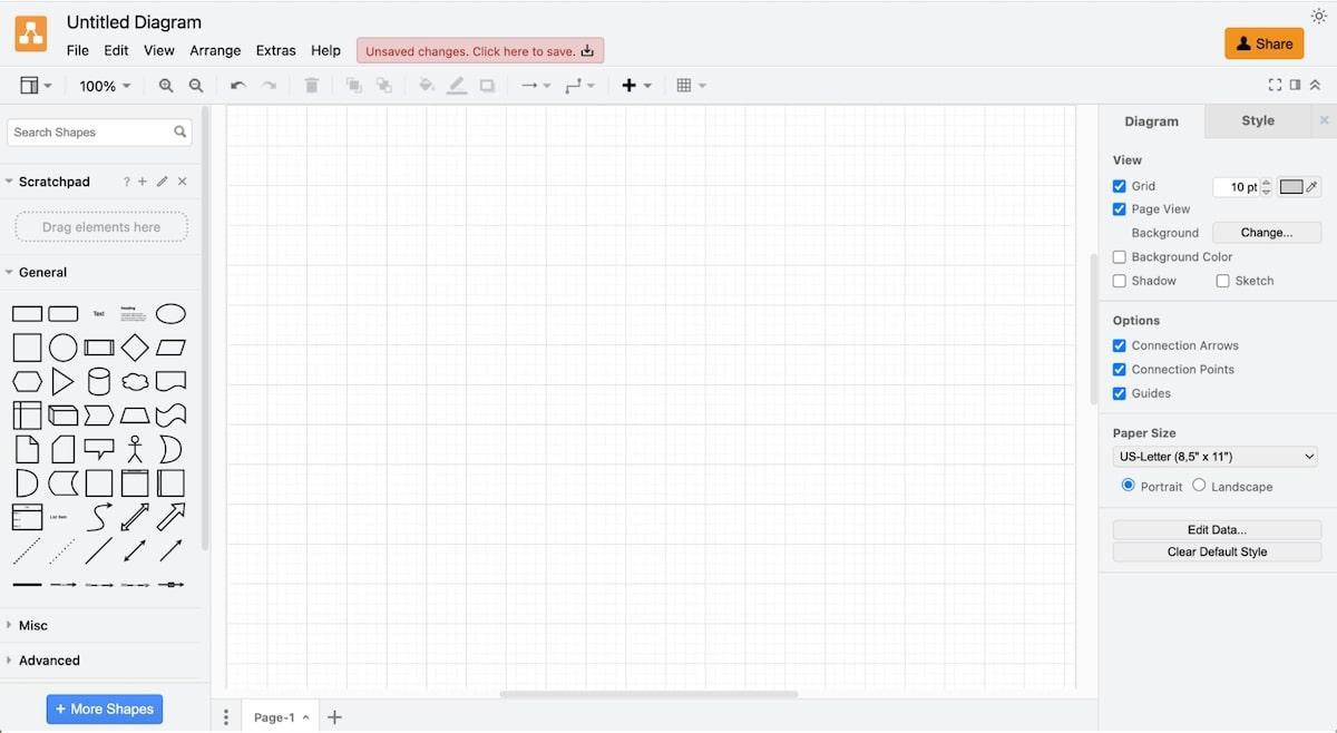 Diagrams.net 대시보드