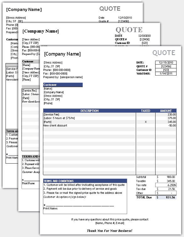 Modèle de devis Excel