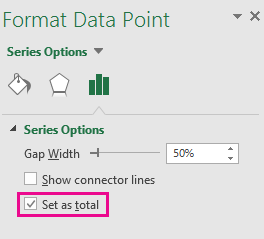 "Set as Total" Option—Excel Screenshot
