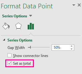 optie "Instellen als totaal" - Excel-schermvoorbeeld