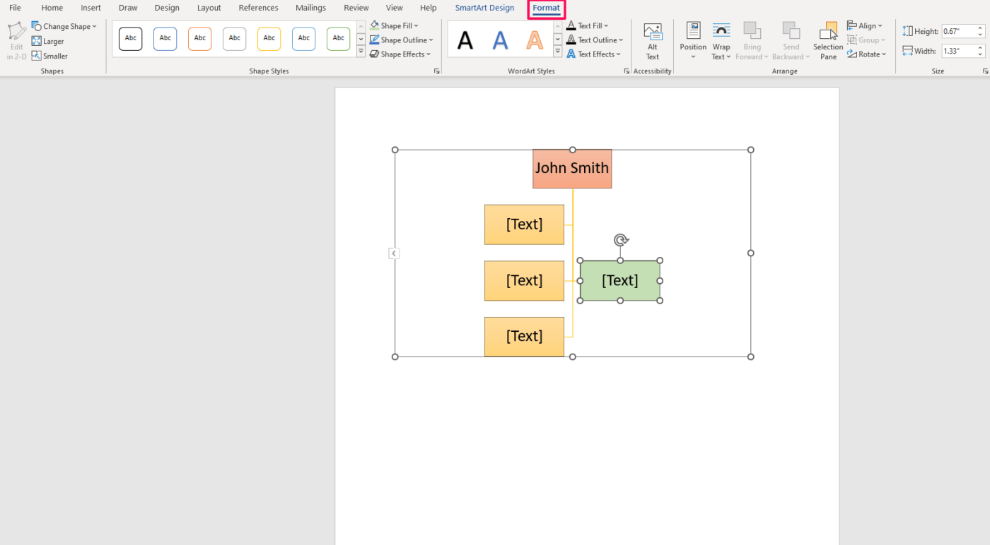 Formatação de nós individuais