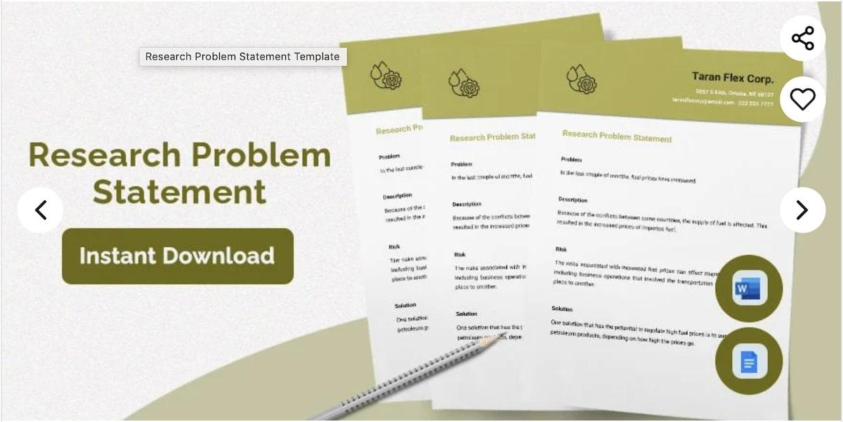 Google Docs Research Problem Statement Template by Template.net