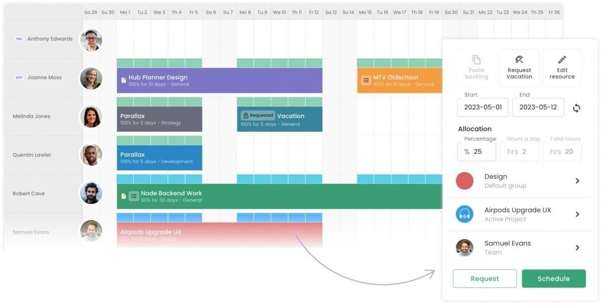Resource scheduling software: Hub Planner