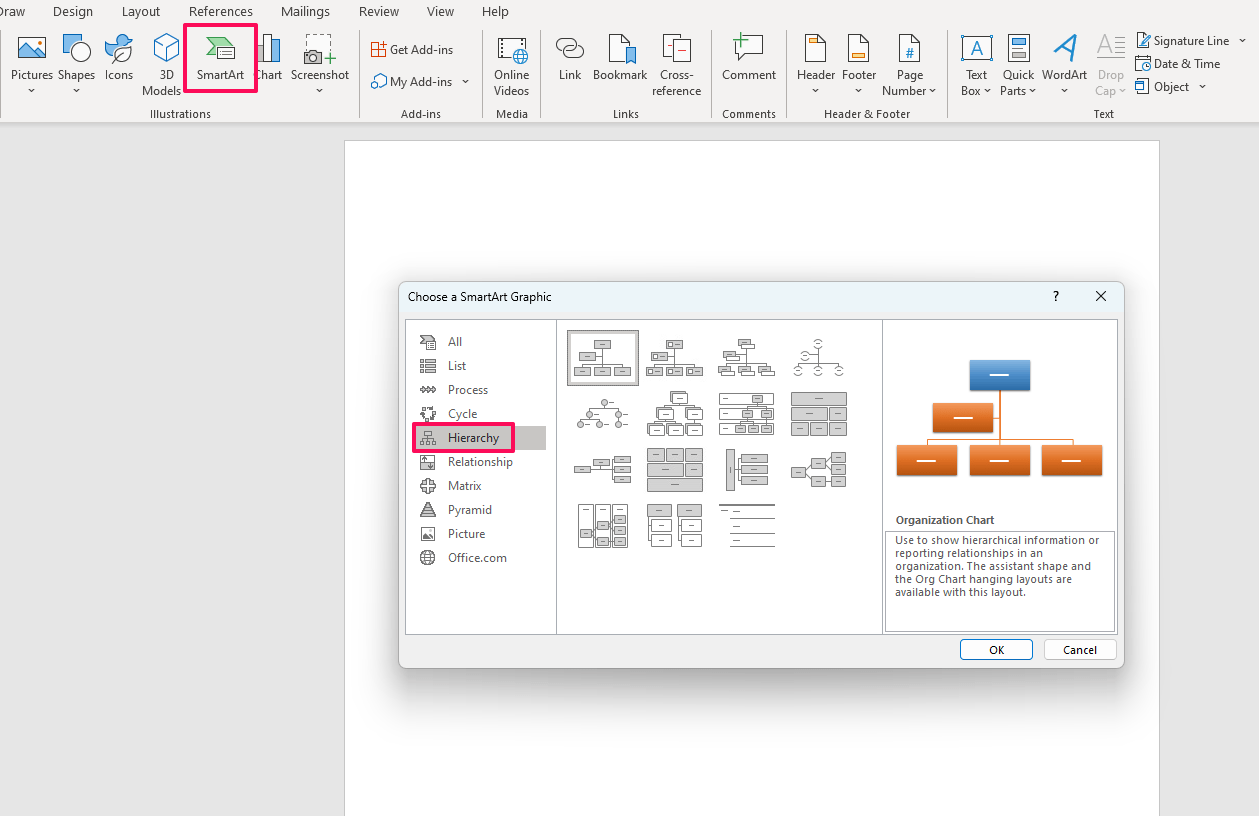 SmartArt 그래픽 삽입하기