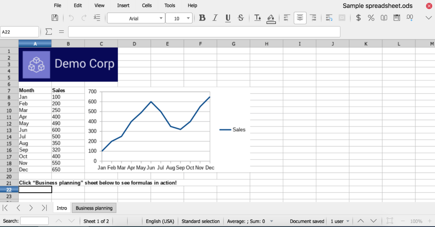 Uma captura de tela do LibreOffice Calc