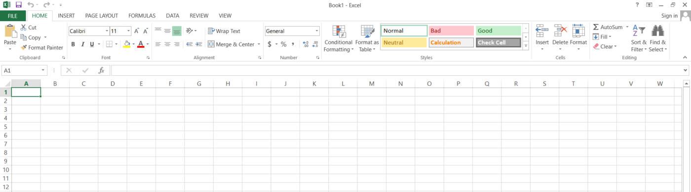 A Screenshot of Excel's Interface