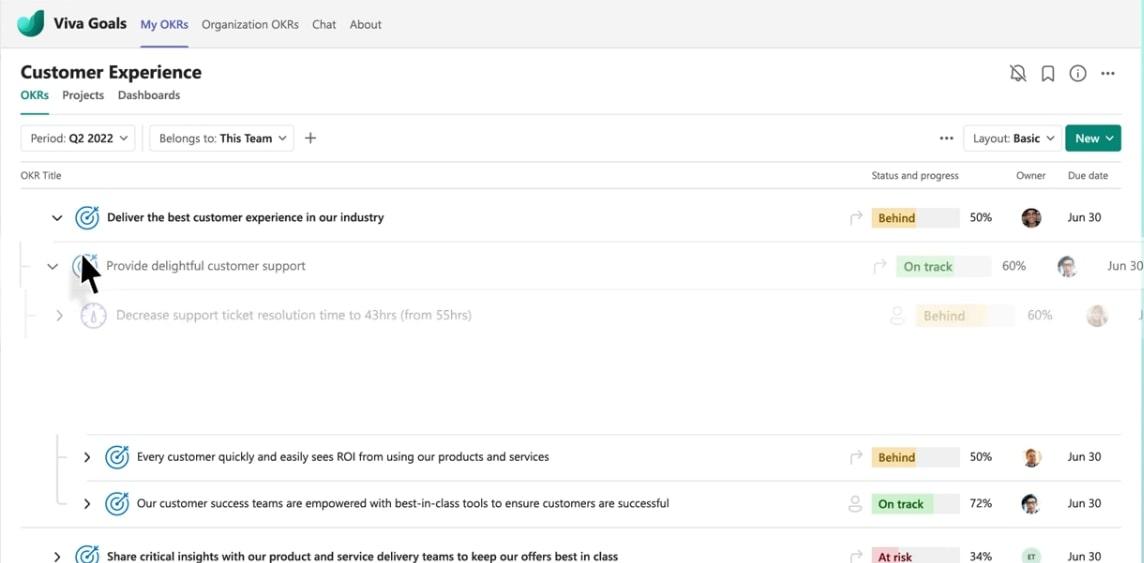 OKR Software for Startups: Microsoft Viva Goals