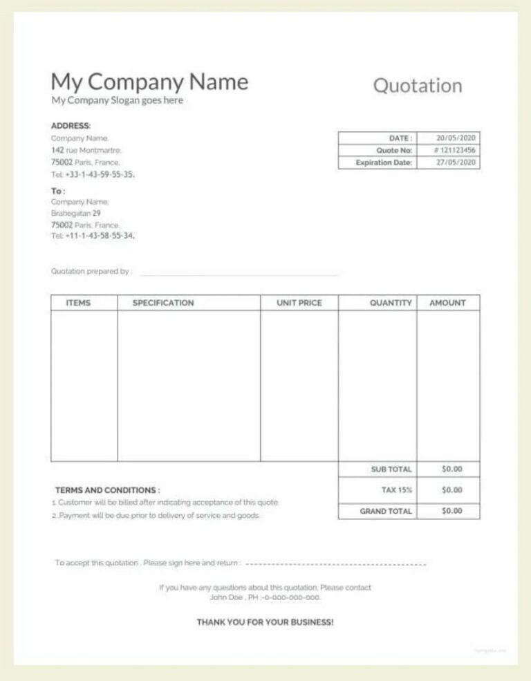 10 Free Business Price Quote Templates in Word & Excel