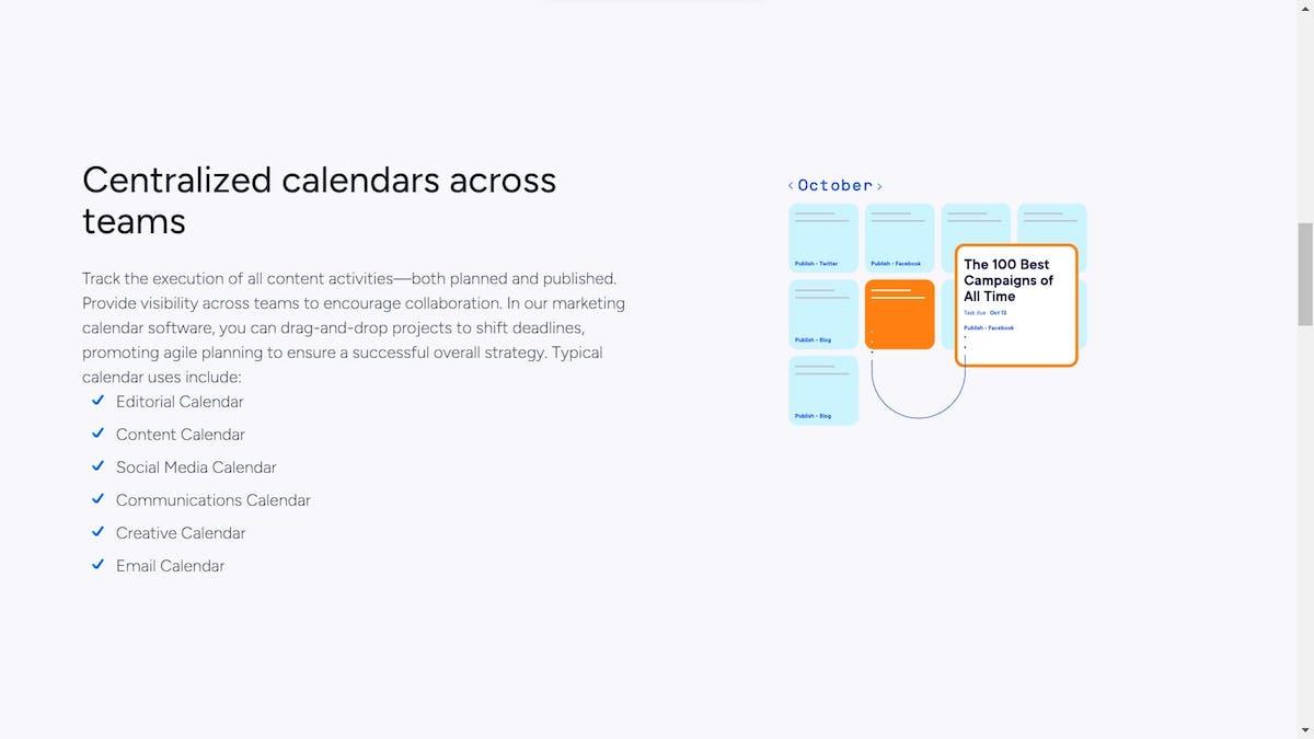 Software de calendario de marketing: Optimizely