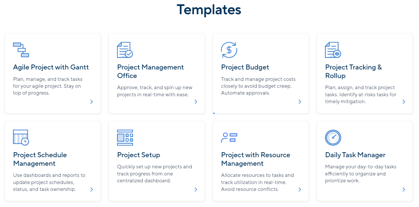 A Screenshot of Smartsheet Templates