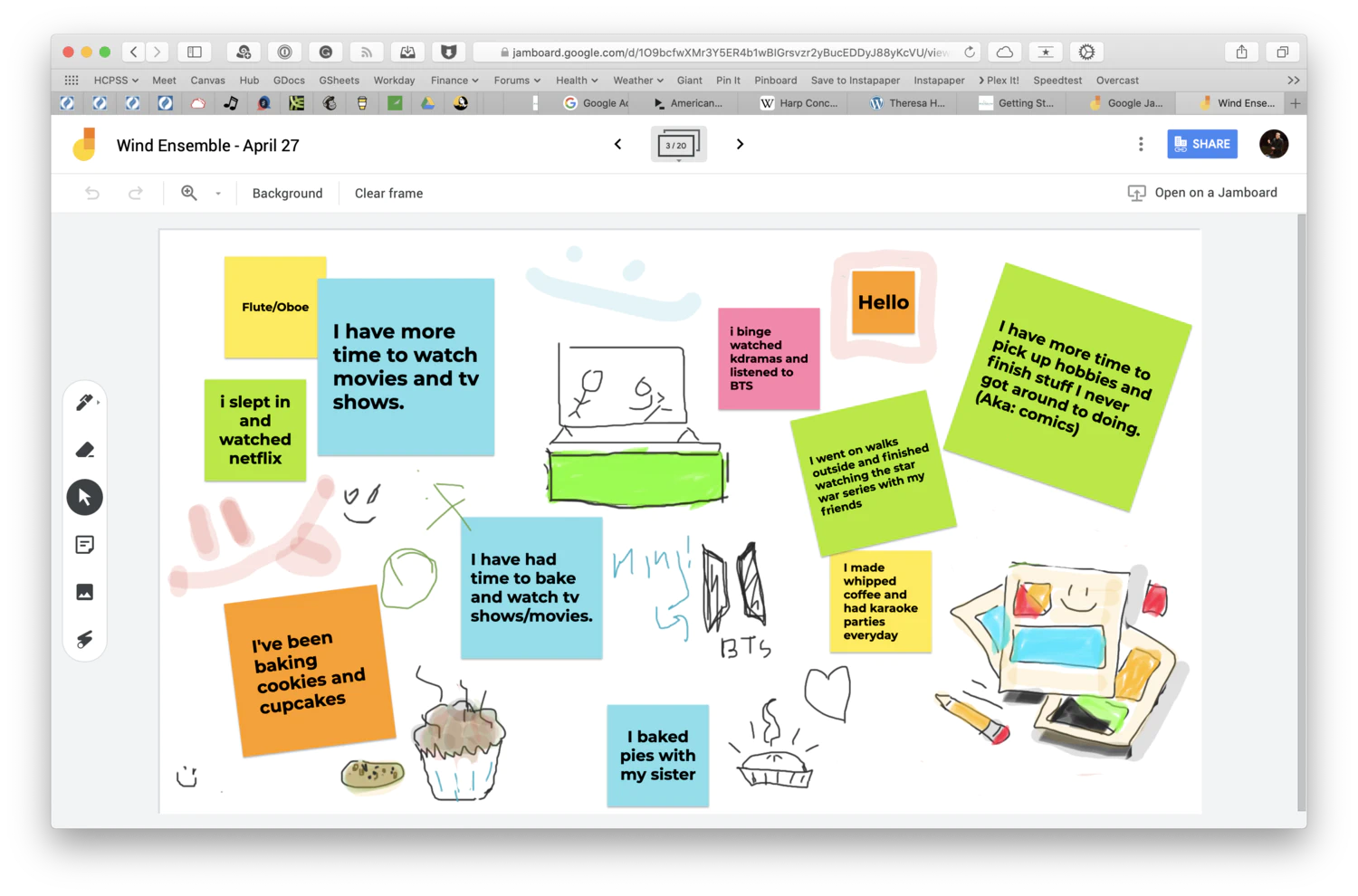 Painel de controle do Google Jamboard