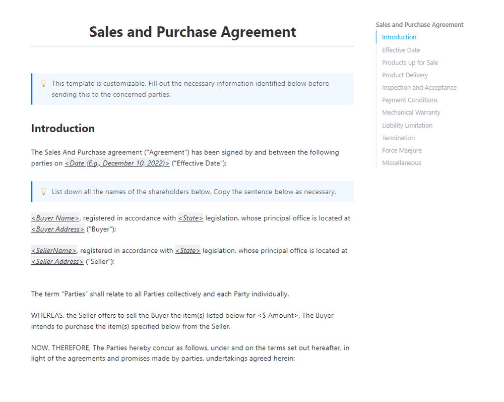 ClickUp Sales and Purchase Agreement