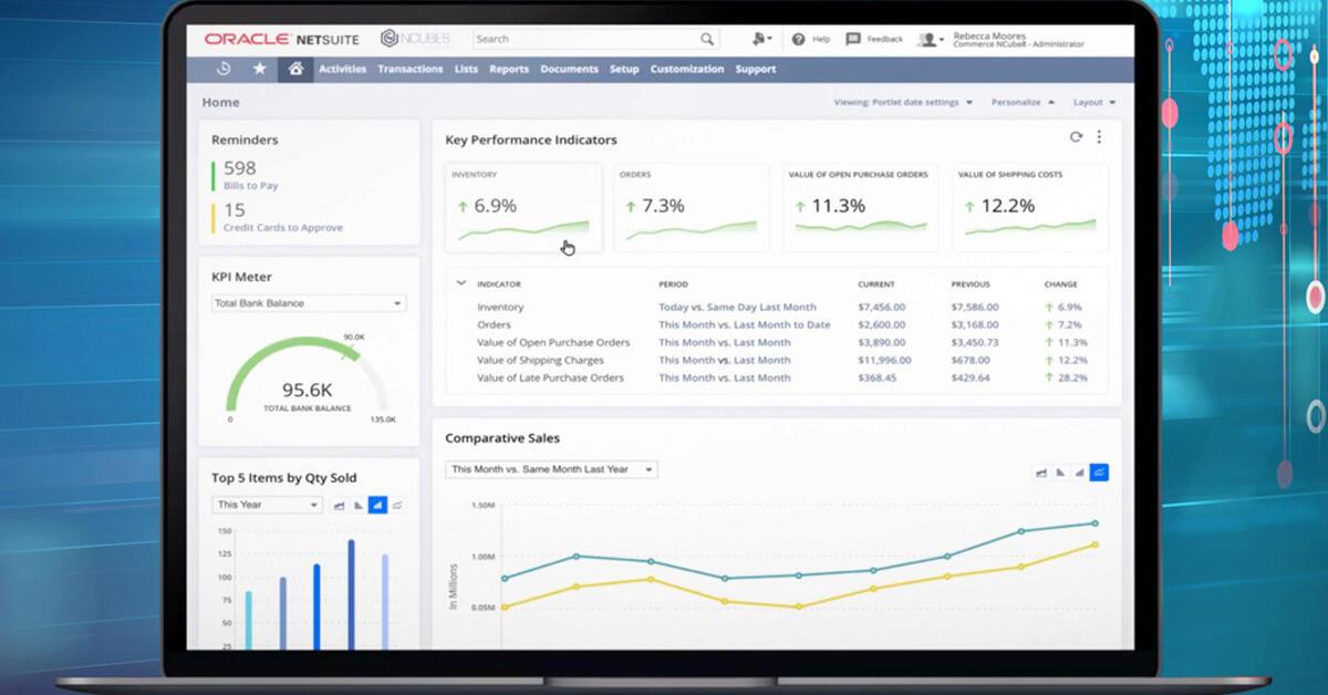 Oracle Netsuite’s dashboard