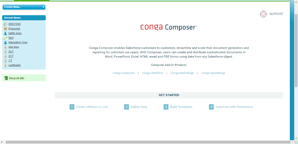 Conga Composer Dashboard